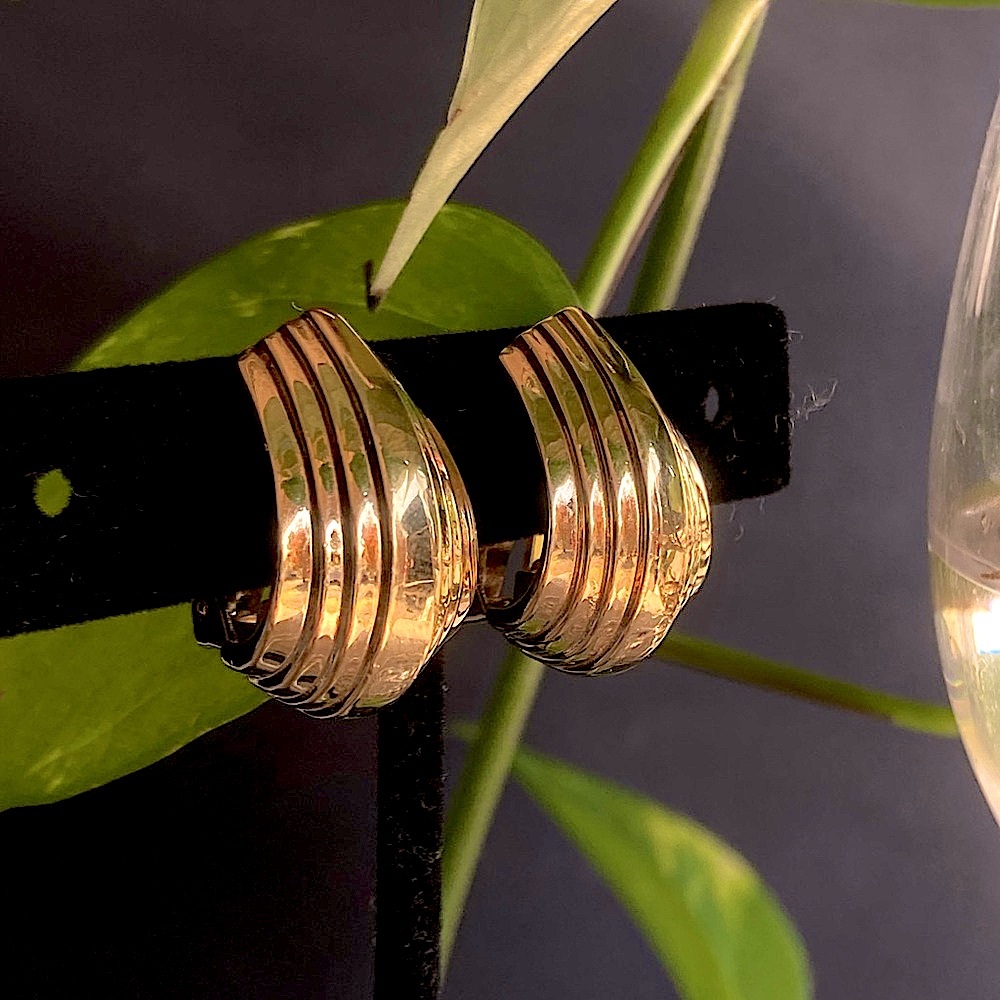 CARRÉ Vintage 18K Gold-plated Half-hoop Art Deco Style Clip-on Earrings